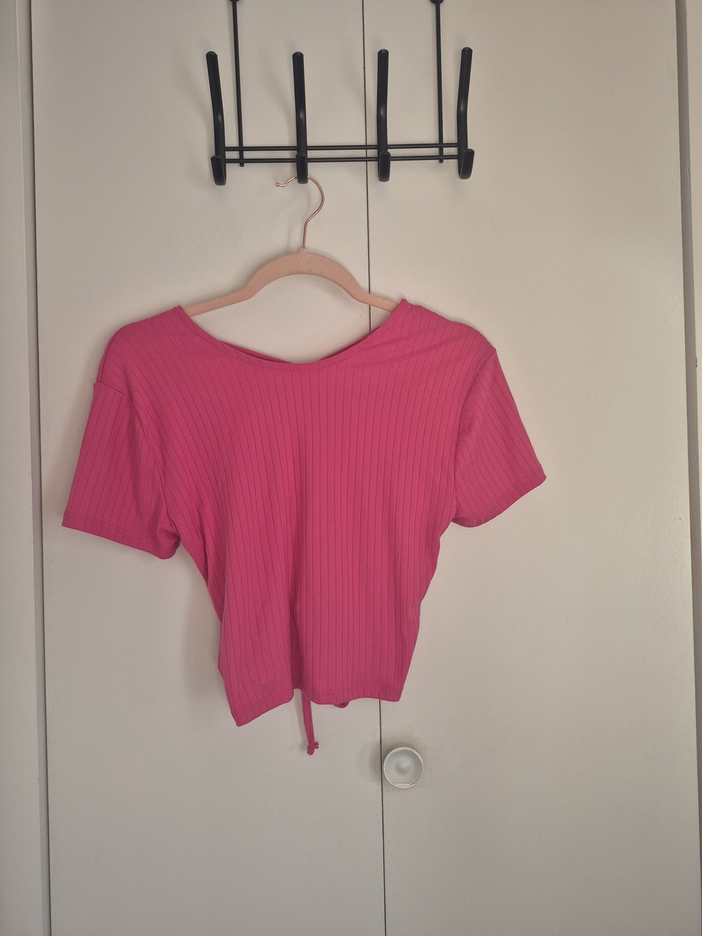 Ardene Hot Pink Ribbed Cropped Tee